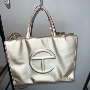 Gold tote bag
